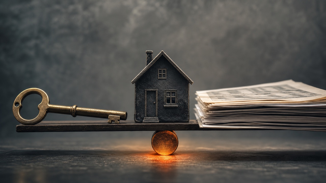 Conceptual editorial image illustrating pay off mortgage before retirement.
