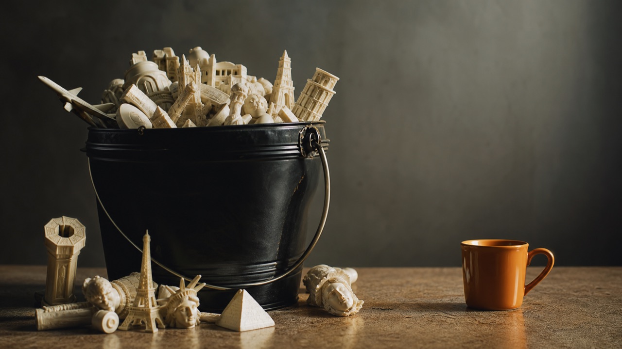 Conceptual editorial image illustrating anti bucket list.